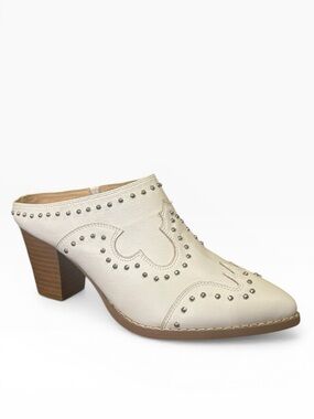 C Comfort White Studded Western Ankle Boots Cowgirl Ivory Size 8